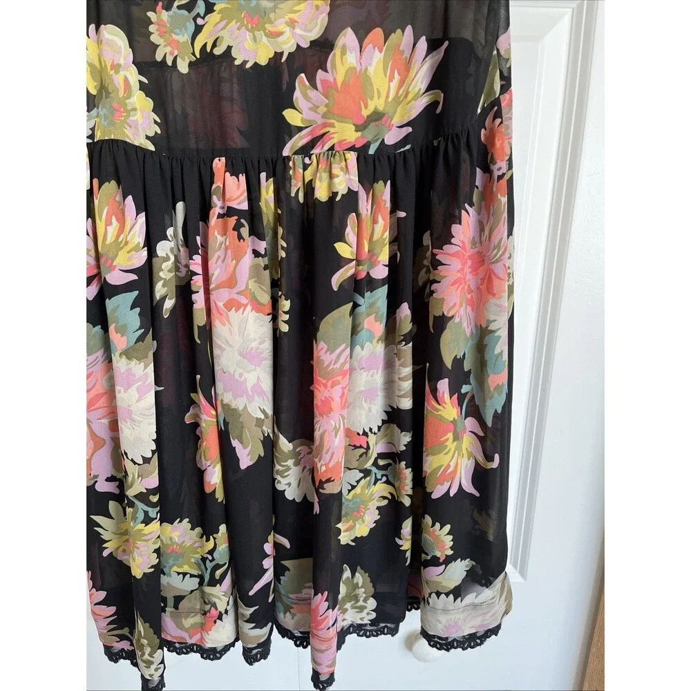 Maeve Anthropologie Violette Floral Chiffon Mini Dress Sheer Size S Sleeveless - Picture 6 of 11